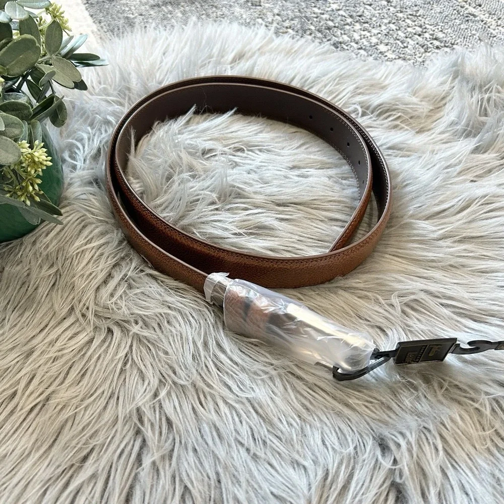 Frederico Leone Mens Adjustable Brown Genuine Leather Belt‎ Size 48 NEW